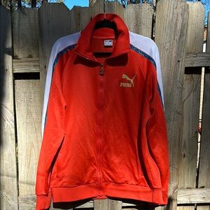 Puma Red Varsity Jacket with High Collar and Full-Length Zipper